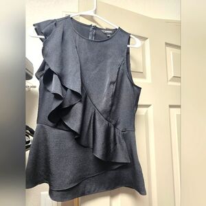 Elegant Black Ruffle Sleeveless Top